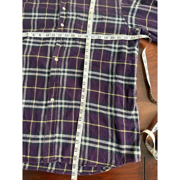 Burberry London womens purple plaid flannel size XL 100% cotton - Picture 4 of 6